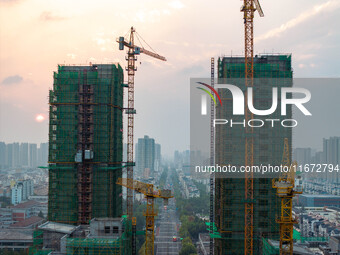 A building is under construction in Qingjiangpu District, Huai'an City, Jiangsu Province, China, on October 16, 2024. (