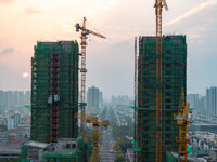 A building is under construction in Qingjiangpu District, Huai'an City, Jiangsu Province, China, on October 16, 2024. (