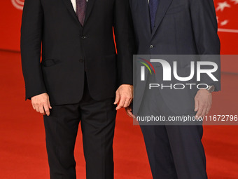 Roberto Gualtieri and Raffaele Ranucci attend the ''Berlinguer - The Great Ambition'' (Berlinguer - La grande ambizione) red carpet during t...