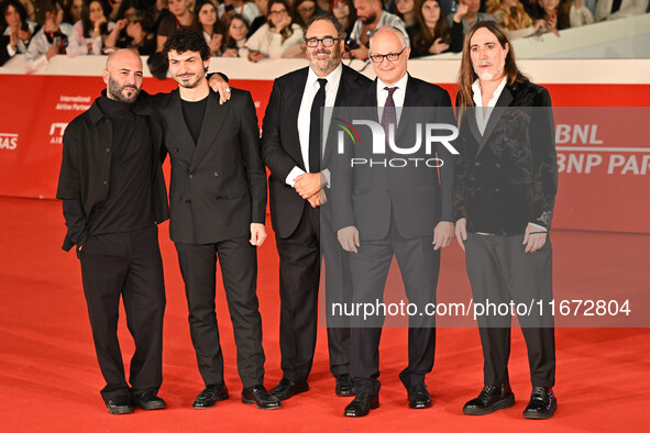 Giuliano Sangiorgi, Tommaso Sacchi, President of Fondazione Cinema per Roma Salvatore Nastasi, Roberto Gualtieri, and Manuel Agnelli attend...