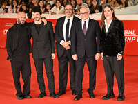 Giuliano Sangiorgi, Tommaso Sacchi, President of Fondazione Cinema per Roma Salvatore Nastasi, Roberto Gualtieri, and Manuel Agnelli attend...