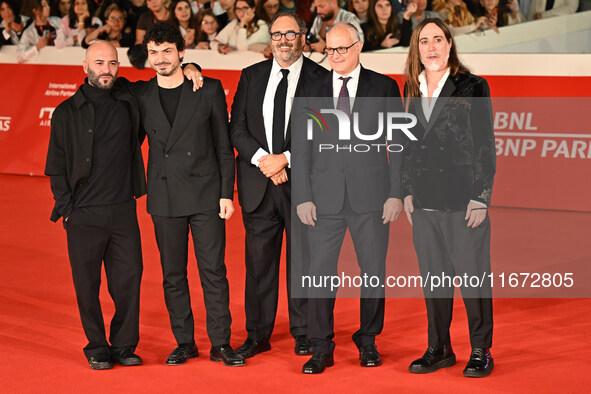 Giuliano Sangiorgi, Tommaso Sacchi, President of Fondazione Cinema per Roma Salvatore Nastasi, Roberto Gualtieri, and Manuel Agnelli attend...