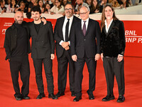 Giuliano Sangiorgi, Tommaso Sacchi, President of Fondazione Cinema per Roma Salvatore Nastasi, Roberto Gualtieri, and Manuel Agnelli attend...