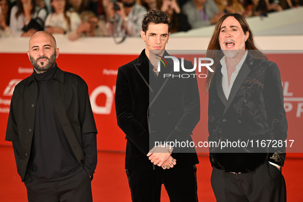 Giuliano Sangiorgi, Achille Lauro, and Manuel Agnelli attend the ''Berlinguer - The Great Ambition'' (Berlinguer - La grande ambizione) red...