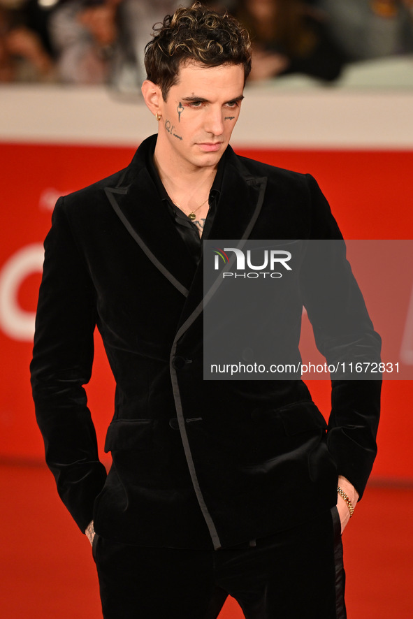 Achille Lauro attends the ''Berlinguer - The Great Ambition'' (Berlinguer - La grande ambizione) red carpet during the 18th Rome Film Festiv...