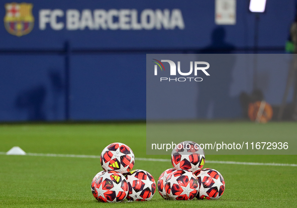 The official ball of the UEFA Women's Champions League is present during the match between FC Barcelona Women and Hammarby IF Women, corresp...