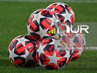 The official ball of the UEFA Women's Champions League is present during the match between FC Barcelona Women and Hammarby IF Women, corresp...