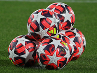 The official ball of the UEFA Women's Champions League is present during the match between FC Barcelona Women and Hammarby IF Women, corresp...