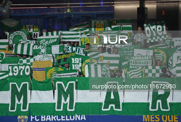 Hammarby IF supporters attend the match between FC Barcelona Women and Hammarby IF Women, corresponding to week 2 of group D of the UEFA Wom...