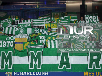 Hammarby IF supporters attend the match between FC Barcelona Women and Hammarby IF Women, corresponding to week 2 of group D of the UEFA Wom...