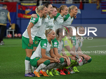 The Hammarby IF team plays during the match between FC Barcelona Women and Hammarby IF Women, corresponding to week 2 of group D of the UEFA...