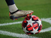 The official ball of the UEFA Women's Champions League is present during the match between FC Barcelona Women and Hammarby IF Women, corresp...