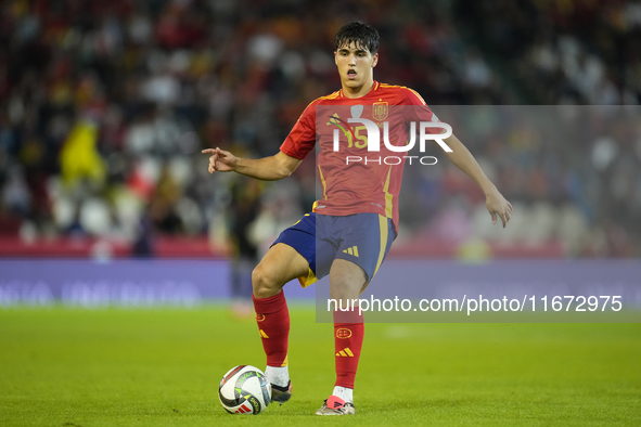 Pau Cubarsi centre-back of Spain and FC Barcelona during the UEFA Nations League 2024/25 League A Group A4 match between Spain and Serbia at...