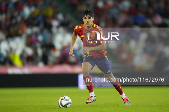 Pau Cubarsi centre-back of Spain and FC Barcelona during the UEFA Nations League 2024/25 League A Group A4 match between Spain and Serbia at...