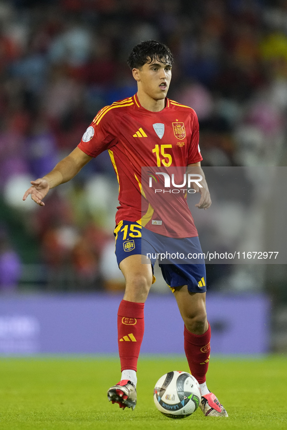 Pau Cubarsi centre-back of Spain and FC Barcelona during the UEFA Nations League 2024/25 League A Group A4 match between Spain and Serbia at...