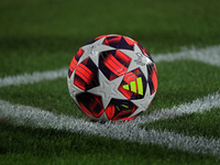 The official ball of the UEFA Women's Champions League is present during the match between FC Barcelona Women and Hammarby IF Women, corresp...