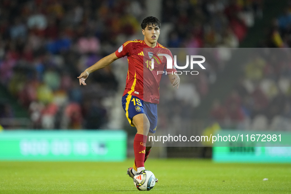 Pau Cubarsi centre-back of Spain and FC Barcelona during the UEFA Nations League 2024/25 League A Group A4 match between Spain and Serbia at...