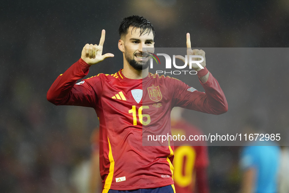 Alex Baena left winger of Spain and Villarreal CF celebrates after scoring his sides first goal during the UEFA Nations League 2024/25 Leagu...