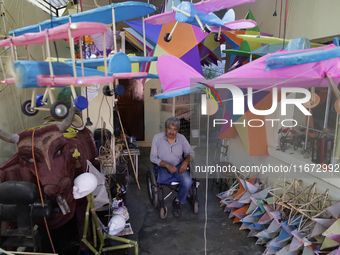 Inside the workshop of David Galicia, an artisan who makes, repairs, and sells animas stars in Mexico City, Mexico, on October 16, 2024. The...