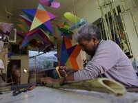 David Galicia, an artisan, cuts reeds for the repair, elaboration, and sale of stars of the animas in Mexico City, Mexico, on October 16, 20...