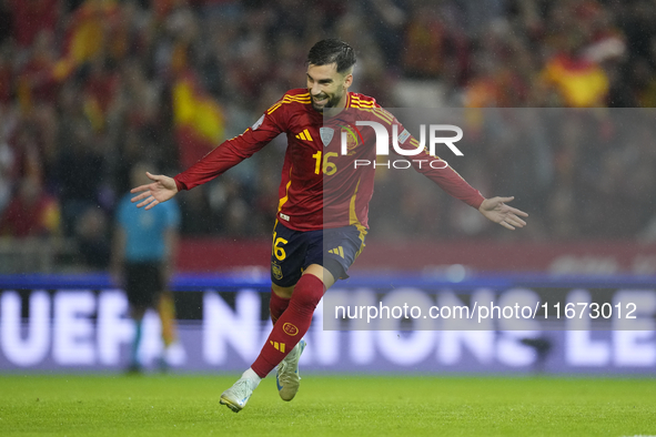 Alex Baena left winger of Spain and Villarreal CF celebrates after scoring his sides first goal during the UEFA Nations League 2024/25 Leagu...