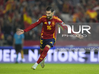 Alex Baena left winger of Spain and Villarreal CF celebrates after scoring his sides first goal during the UEFA Nations League 2024/25 Leagu...