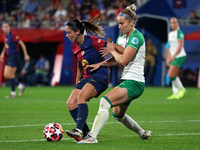 Aitana Bonmati and Eva Nystroem play during the match between FC Barcelona Women and Hammarby IF Women, corresponding to week 2 of group D o...