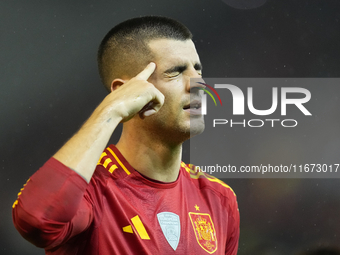 Alvaro Morata centre-forward of Spain and AC Milan celebrates after scoring his sides first goal during the UEFA Nations League 2024/25 Leag...