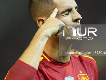 Alvaro Morata centre-forward of Spain and AC Milan celebrates after scoring his sides first goal during the UEFA Nations League 2024/25 Leag...