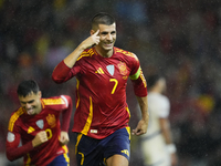 Alvaro Morata centre-forward of Spain and AC Milan celebrates after scoring his sides first goal during the UEFA Nations League 2024/25 Leag...