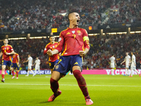 Alvaro Morata centre-forward of Spain and AC Milan celebrates after scoring his sides first goal during the UEFA Nations League 2024/25 Leag...