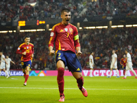 Alvaro Morata centre-forward of Spain and AC Milan celebrates after scoring his sides first goal during the UEFA Nations League 2024/25 Leag...