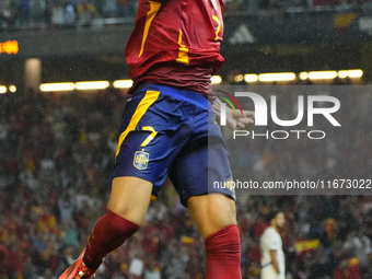 Alvaro Morata centre-forward of Spain and AC Milan celebrates after scoring his sides first goal during the UEFA Nations League 2024/25 Leag...