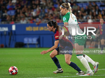 Aitana Bonmati and Eva Nystroem play during the match between FC Barcelona Women and Hammarby IF Women, corresponding to week 2 of group D o...