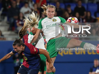 Julie Blakstad and Patri Guijarro play during the match between FC Barcelona Women and Hammarby IF Women, corresponding to week 2 of group D...