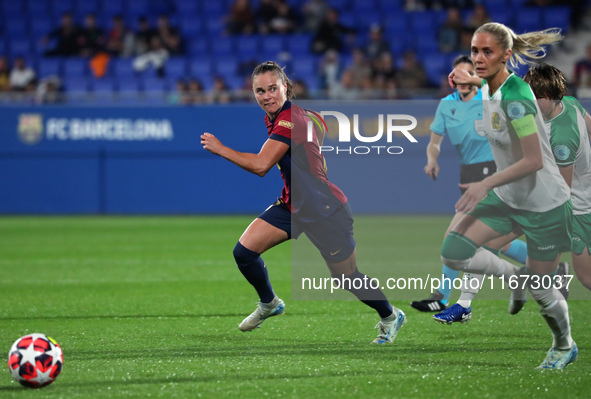 Ewa Pajor plays during the match between FC Barcelona Women and Hammarby IF Women, corresponding to week 2 of group D of the UEFA Women's Ch...