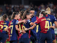 Claudia Pina celebrates a goal during the match between FC Barcelona Women and Hammarby IF Women, corresponding to week 2 of group D of the...