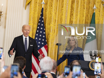 President Joe Biden and First Lady Jill Biden deliver remarks at an Italian American Heritage Month Reception at the White House in Washingt...