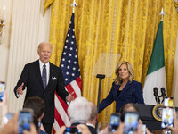 President Joe Biden and First Lady Jill Biden deliver remarks at an Italian American Heritage Month Reception at the White House in Washingt...