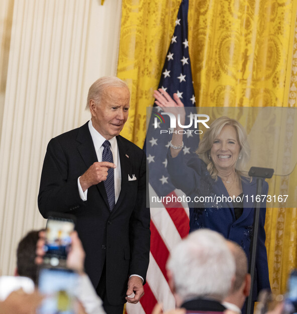 President Joe Biden and First Lady Jill Biden deliver remarks at an Italian American Heritage Month Reception at the White House in Washingt...