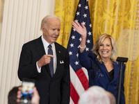 President Joe Biden and First Lady Jill Biden deliver remarks at an Italian American Heritage Month Reception at the White House in Washingt...