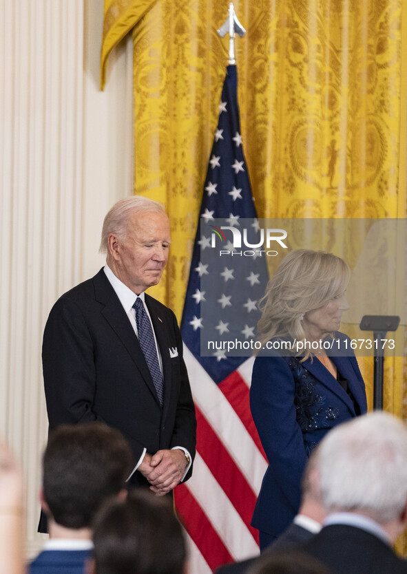 President Joe Biden and First Lady Jill Biden deliver remarks at an Italian American Heritage Month Reception at the White House in Washingt...