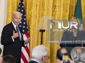 President Joe Biden and First Lady Jill Biden deliver remarks at an Italian American Heritage Month Reception at the White House in Washingt...