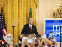 President Joe Biden and First Lady Jill Biden deliver remarks at an Italian American Heritage Month Reception at the White House in Washingt...