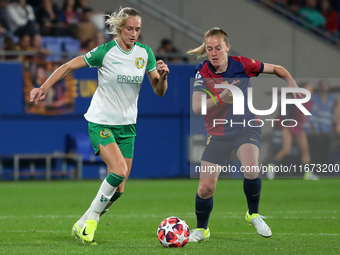 Ellen Wangerheim and Keira Walsh play during the match between FC Barcelona Women and Hammarby IF Women, corresponding to week 2 of group D...