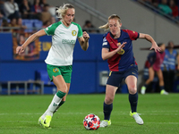 Ellen Wangerheim and Keira Walsh play during the match between FC Barcelona Women and Hammarby IF Women, corresponding to week 2 of group D...