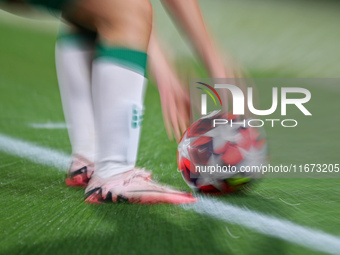 The official ball of the UEFA Women's Champions League is present during the match between FC Barcelona Women and Hammarby IF Women, corresp...