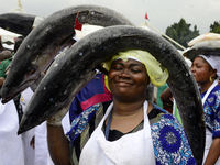 Farmers display their produce as the Lagos State Ministry of Agriculture and Food Systems concludes activities marking the 2024 World Food D...