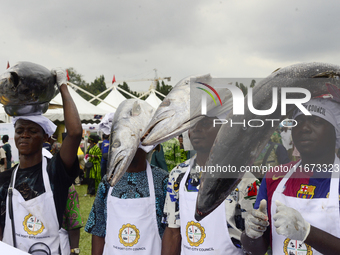 Farmers display their produce as the Lagos State Ministry of Agriculture and Food Systems concludes activities marking the 2024 World Food D...