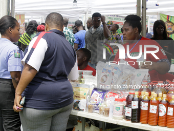 Farmers display their produce as the Lagos State Ministry of Agriculture and Food Systems concludes activities marking the 2024 World Food D...